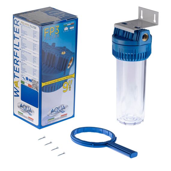 Корпус магистрального фильтра Aqua FP3 1/2", Типоразмер: Slim Line 10", Внутренняя резьба: 1/2", Температура воды: до +50 °С, изображение 2