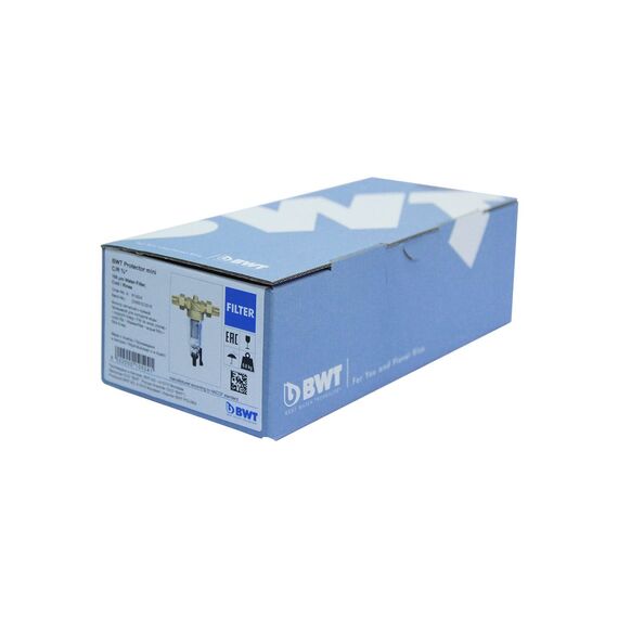 Магистральный фильтр BWT Protector Mini H/R 3/4" HWS, Типоразмер: нестандартный, Наружная резьба: 3/4", Температура воды: до +70°C, Тонкость очистки: 100 микрон, изображение 2