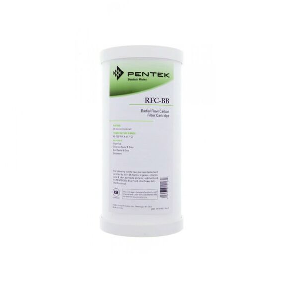 Угольный картридж Pentair (Pentek) RFC-BB, Типоразмер: Big Blue 10", Температура воды: до +52 °C, Тонкость очистки: 25 мкм 