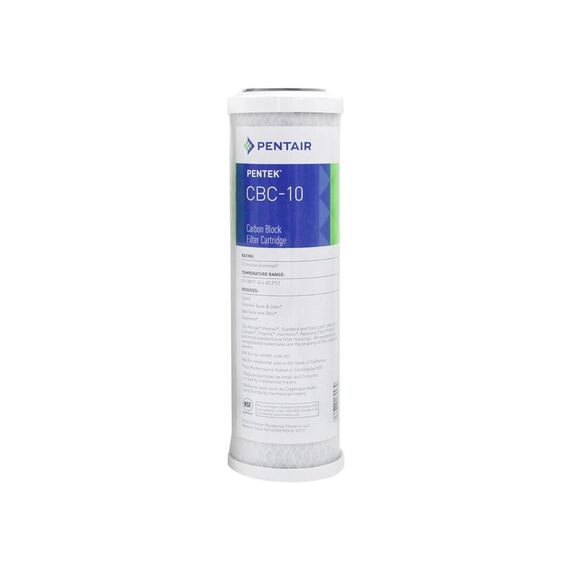 Угольный картридж Pentair (Pentek) CBC-10, Типоразмер: Slim Line 10", Температура воды: до +88 °C, Тонкость очистки: 0,5 мкм