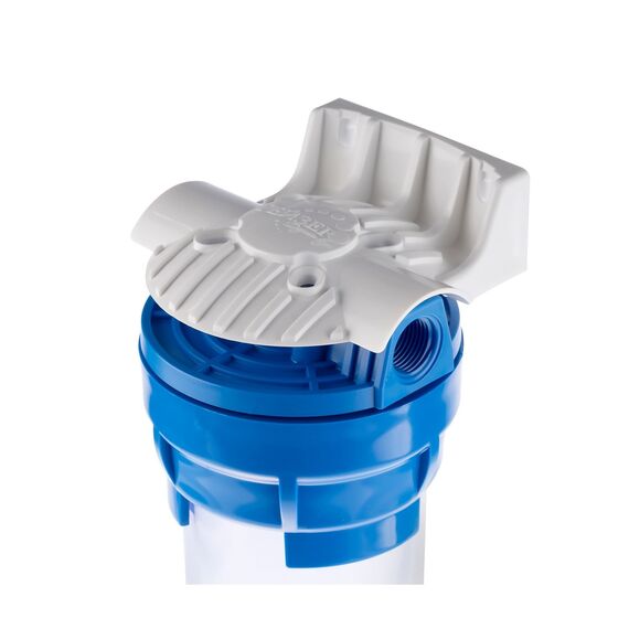 Корпус Гейзер 10SL без ниппелей с резьбой 1/2", Типоразмер: Slim Line 10", Корпус: прозрачный, Внутренняя резьба: 1/2", Температура воды: до +40°C, изображение 5