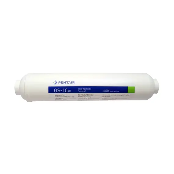 Угольный картридж Pentair (Pentek) GS-10RO (1/4), Типоразмер: InLine (цанга 1/4), Температура воды: до +38 °C