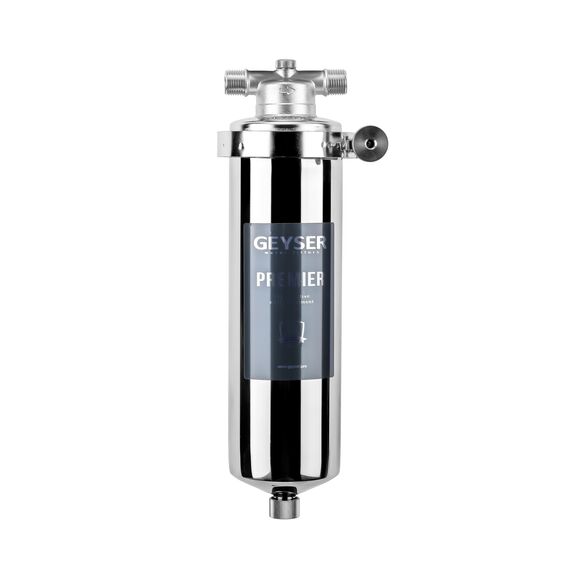 Корпус магистрального фильтра Гейзер Премьер 10SL 1/2", Типоразмер: Slim Line 10", Наружная резьба: 1/2", Температура воды: до +95°C