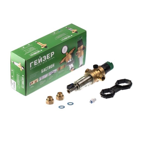 Магистральный фильтр Гейзер Бастион 511 1/2" (7508155233), Типоразмер: нестандартный, Наружная резьба: 1/2", Температура воды: до +40°C, Тонкость очистки: 90 микрон, изображение 2