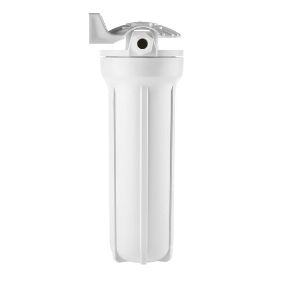 Корпус Гейзер 10SL с пластиковыми ниппелями 1/2", Типоразмер: Slim Line 10", Корпус: матовый, Наружная резьба: 1/2", Температура воды: до +40°C, изображение 4