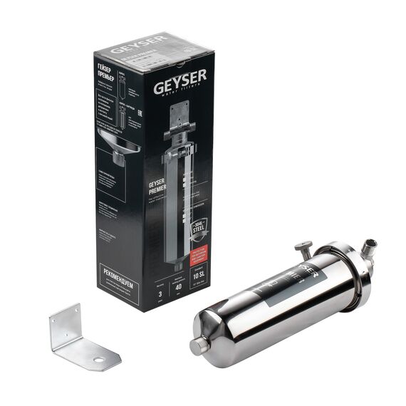 Корпус магистрального фильтра Гейзер Премьер 10SL 1/2", Типоразмер: Slim Line 10", Наружная резьба: 1/2", Температура воды: до +95°C, изображение 2