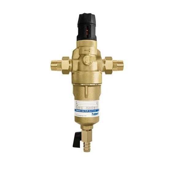 Магистральный фильтр BWT Protector Mini H/R 1/2" HWS, Типоразмер: нестандартный, Наружная резьба: 1/2", Температура воды: до +70°C, Тонкость очистки: 100 микрон