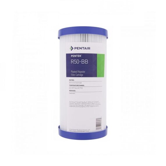 Картридж механической очистки Pentair (Pentek) R-50 BB, Типоразмер: Big Blue 10", Температура воды: до +52 °C, Тонкость очистки: 50 мкм