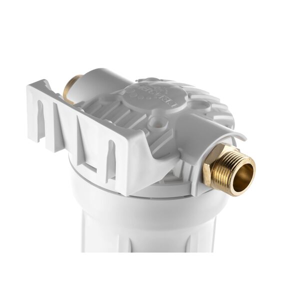 Корпус Гейзер 10SL с металлическими ниппелями 3/4" (белая колба), Типоразмер: Slim Line 10", Корпус: матовый, Наружная резьба: 3/4", Температура воды: до +40°C, изображение 5