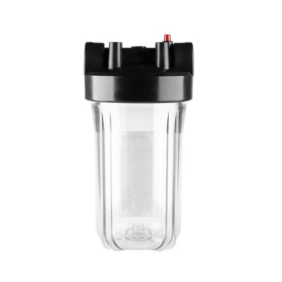 Прозрачный корпус Гейзер BB10 с латунными вставками 1", Типоразмер: Big Blue 10", Корпус: прозрачный, Внутренняя резьба: 1", Температура воды: до +40°C, изображение 3