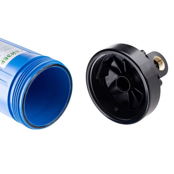 Корпус Гейзер BB10 с латунными вставками 1", Типоразмер: Big Blue 10", Корпус: матовый, Внутренняя резьба: 1", Температура воды: до +40°C, изображение 6