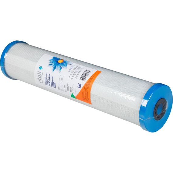 Угольный картридж atoll EPM-BB20, Типоразмер: Big Blue 20", Температура воды: до +70 °C, Тонкость очистки: 10 мкм , изображение 2