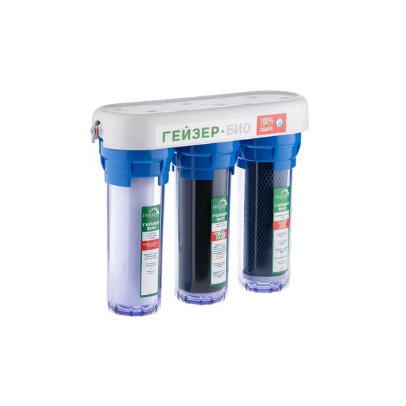 Проточный питьевой фильтр Гейзер Био 312, Модификация: для мягкой воды, Колбы: прозрачные, Модель питьевого крана: №6, изображение 2