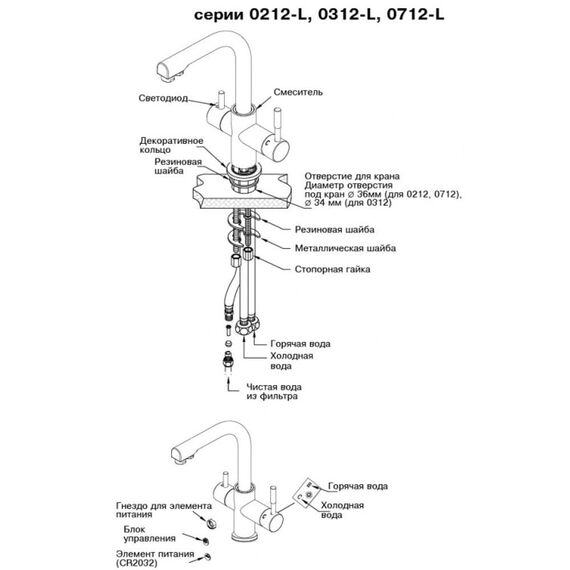 Смеситель atoll NKD0212NP-L с подключением к фильтру, изображение 2
