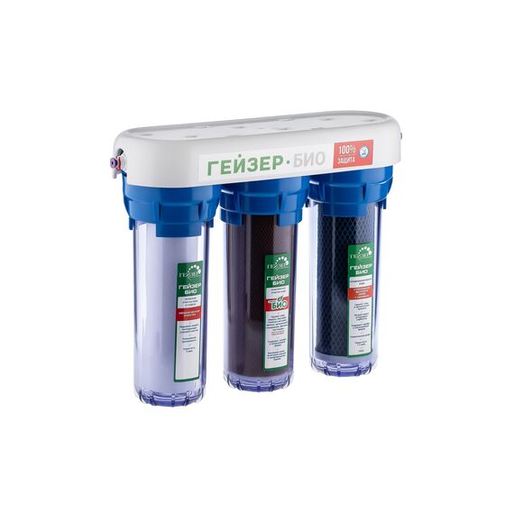 Проточный питьевой фильтр Гейзер Био 322, Модификация: для жёсткой воды, Колбы: прозрачные, Модель питьевого крана: №6, изображение 3