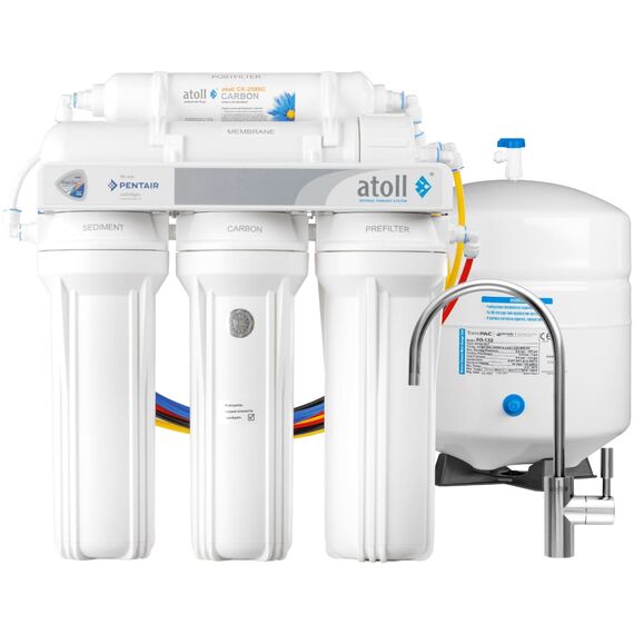 Фильтр для воды atoll A-550 STD (A-560E) с обратным осмосом, Модификация: без насоса, Минерализация воды: нет, Модель питьевого крана: A-8883-CP, Объём бака (общий): 18 л