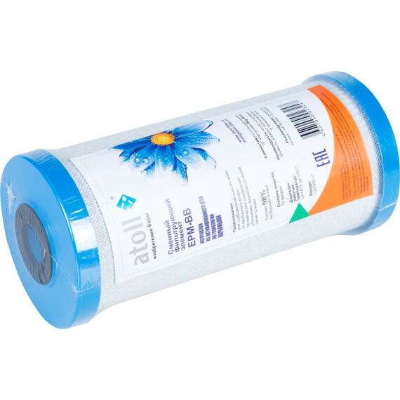 Угольный картридж atoll EPM-BB, Типоразмер: Big Blue 10", Температура воды: до +70 °C, Тонкость очистки: 10 мкм , изображение 2