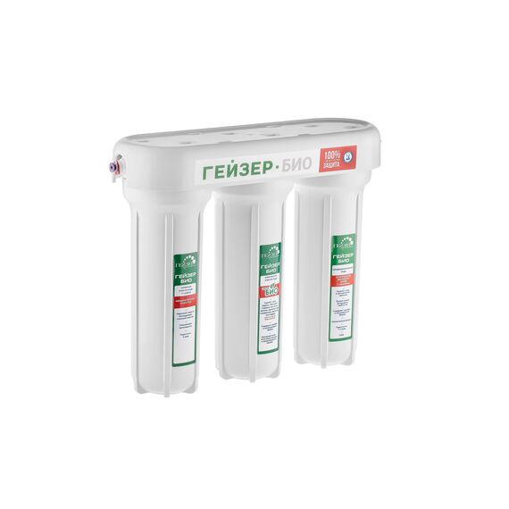 Проточный питьевой фильтр Гейзер Био 321, Модификация: для жёсткой воды, Колбы: матовые, Модель питьевого крана: №6, изображение 2