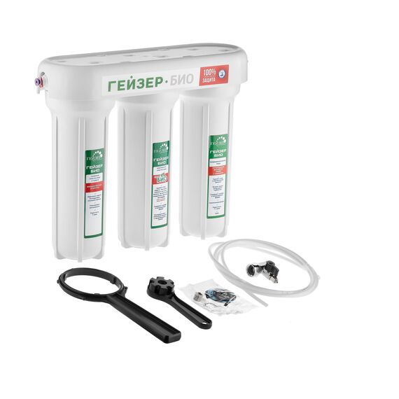 Проточный питьевой фильтр Гейзер Био 321 (без крана), Модификация: для жёсткой воды, Колбы: матовые, Модель питьевого крана: без крана, изображение 8