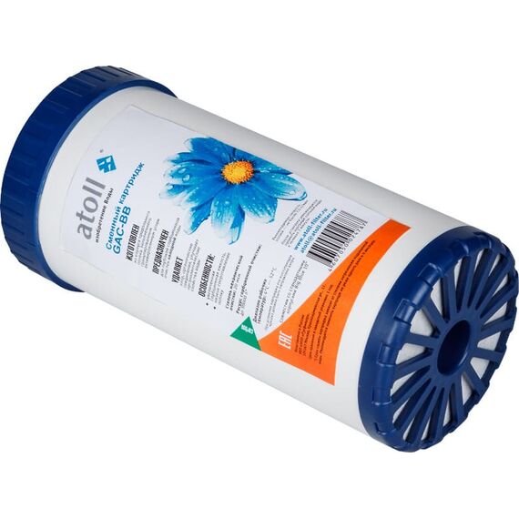 Угольный картридж atoll GAC-BB, Типоразмер: Big Blue 10", Температура воды: до +52 °C, изображение 3