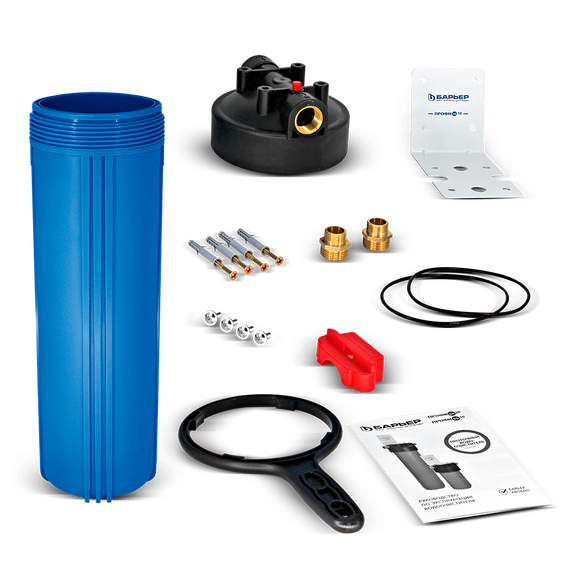 Корпус магистрального фильтра Барьер Профи BB20 G3/4", Типоразмер: Big Blue 20", Наружная резьба: 3/4", Внутренняя резьба: 3/4", Температура воды: до +35°C, изображение 2