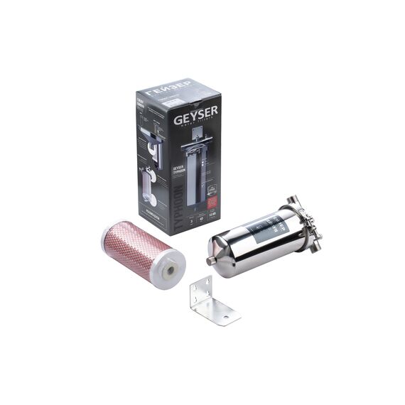 Магистральный фильтр Гейзер Тайфун 10BB, Типоразмер: Big Blue 10", Наружная резьба: 1", Температура воды: до +95°C, Тонкость очистки: 2 микрона, изображение 2