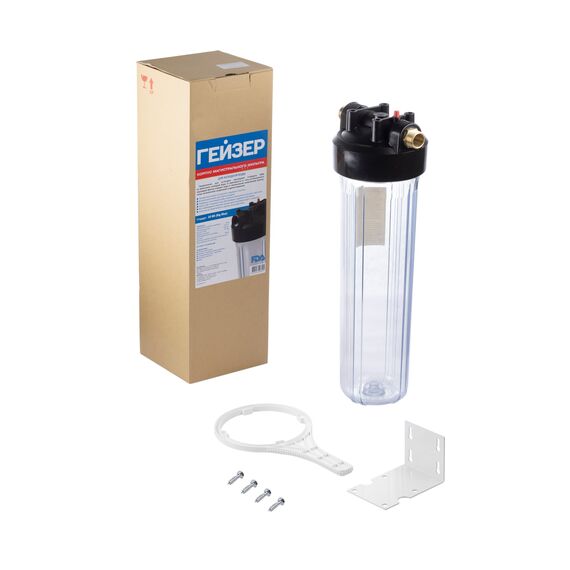 Прозрачный корпус Гейзер BB20 с металлическими ниппелями 1", изображение 2