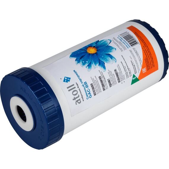 Угольный картридж atoll GAC-BB, Типоразмер: Big Blue 10", Температура воды: до +52 °C, изображение 2