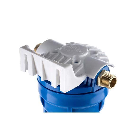 Корпус Гейзер 10SL с металлическими ниппелями 1/2"-3/4" (прозрачная колба), Типоразмер: Slim Line 10", Корпус: прозрачный, Наружная резьба: 1/2"-3/4", Температура воды: до +40°C, изображение 6