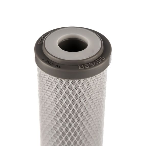 Угольный картридж Гейзер CBC 0.6-10SL Ag, Типоразмер: Slim Line 10", Температура воды: до +53 °C, Тонкость очистки: 0,6 мкм, изображение 3