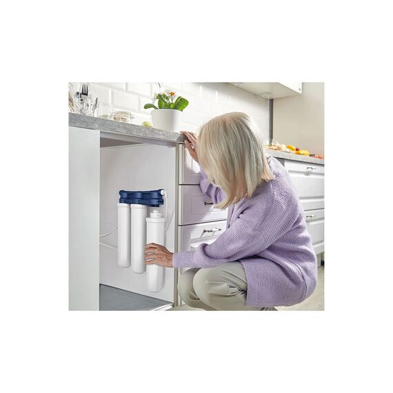 Проточный питьевой фильтр Барьер Эксперт Slim Жесткость, Блок крепления картриджей: цельнолитой, изображение 7