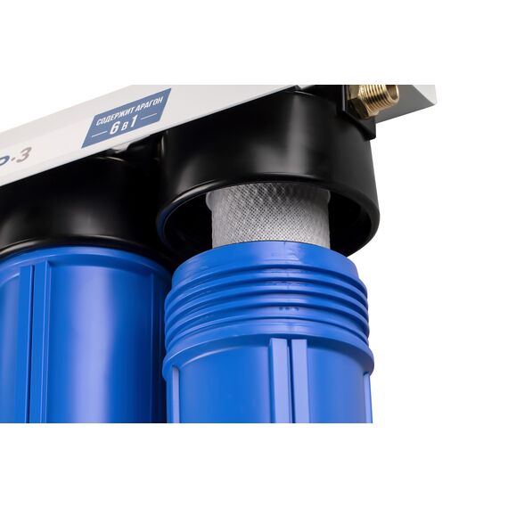 Магистральный фильтр Гейзер 3И20 1/2, Типоразмер: Slim Line 20", Наружная резьба: 1/2", Температура воды: до +40°C, Тонкость очистки: 0,6 микрон, изображение 7