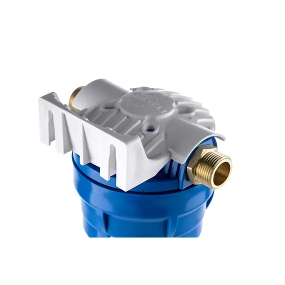 Магистральный фильтр Гейзер 1П 3/4" с прозрачной колбой, Типоразмер: Slim Line 10", Корпус: прозрачный, Наружная резьба: 3/4", Температура воды: до +40°C, Тонкость очистки: 5 микрон, изображение 6