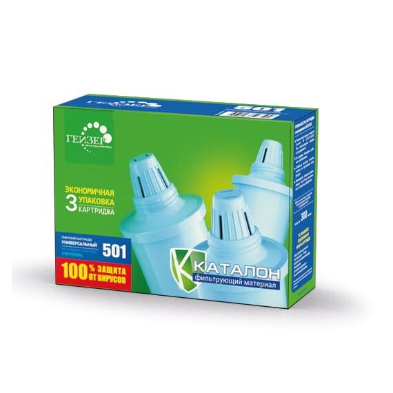 Набор из трёх сменных картриджей №501 для фильтра-кувшина Гейзер, Модификация: для мягкой воды, Ресурс (номинальный): до 350 л, Кол-во в упаковке: 3 шт, изображение 3