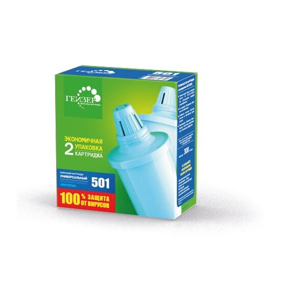 Набор из двух сменных картриджей №501 для фильтра-кувшина Гейзер, Модификация: для мягкой воды, Ресурс (номинальный): до 350 л, Кол-во в упаковке: 2 шт, изображение 3