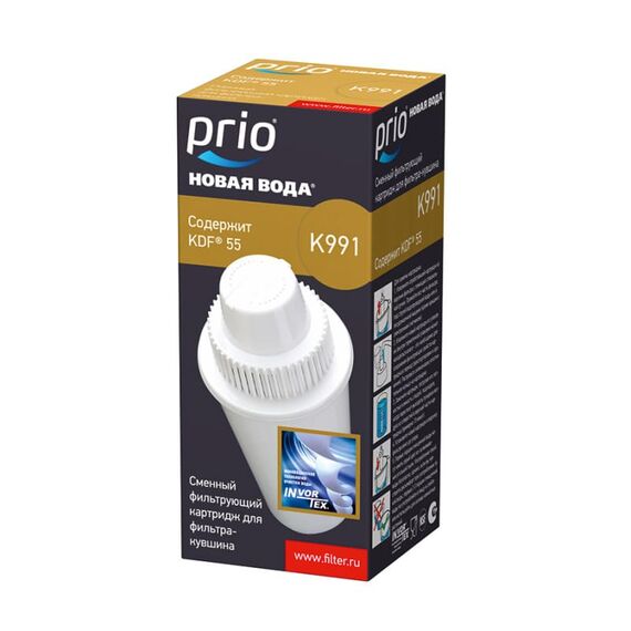 Сменный картридж K991 для фильтра-кувшина Prio Новая Вода, Модификация: с увеличенным ресурсом по хлору, Ресурс (номинальный): до 500 л, Кол-во в упаковке: 1 шт, изображение 2