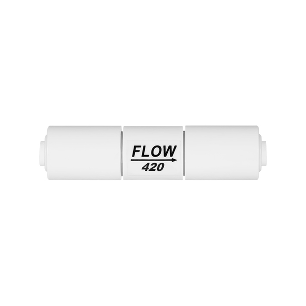 Ограничитель дренажного потока FLOW 420 для систем обратного осмоса, Номинальная пропускная способность: 420 мл/мин, Комбинация соединений: 1/4 - 1/4