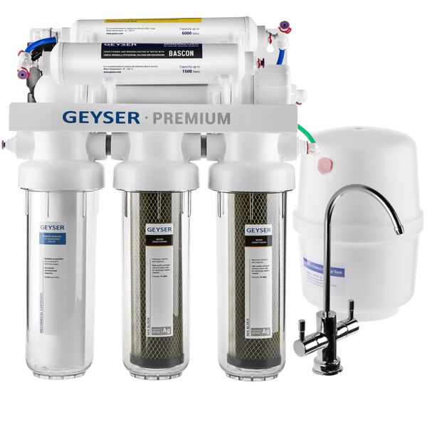 Фильтр для воды Гейзер Премиум-П с обратным осмосом, Модификация: с насосом, Минерализация воды: есть, Производительность мембраны: 175 GPD