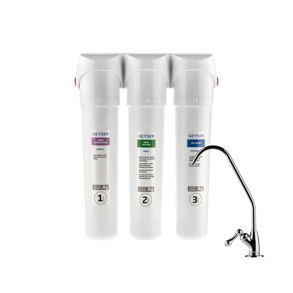 Проточный питьевой фильтр Гейзер Смарт универсальный, Модификация: для жёсткой воды, Модель питьевого крана: №3