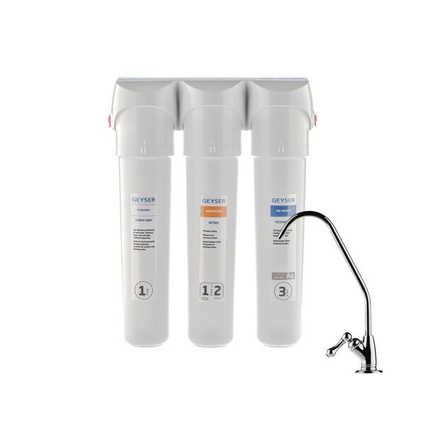 Проточный питьевой фильтр Гейзер Смарт (кран 3), Модификация: для жёсткой воды, Модель питьевого крана: №3