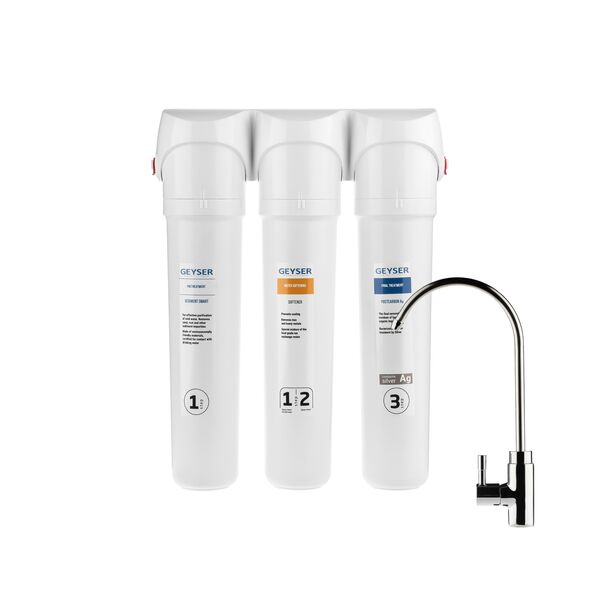 Проточный питьевой фильтр Гейзер Смарт (кран 6), Модификация: для жёсткой воды, Модель питьевого крана: №6